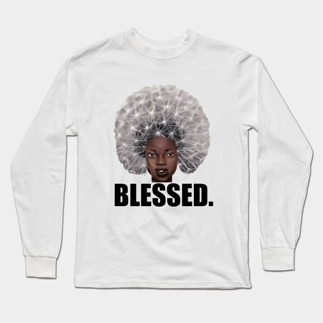 Afro Melanin Blessed Black Pride Gift Long Sleeve T-Shirt by Merchweaver